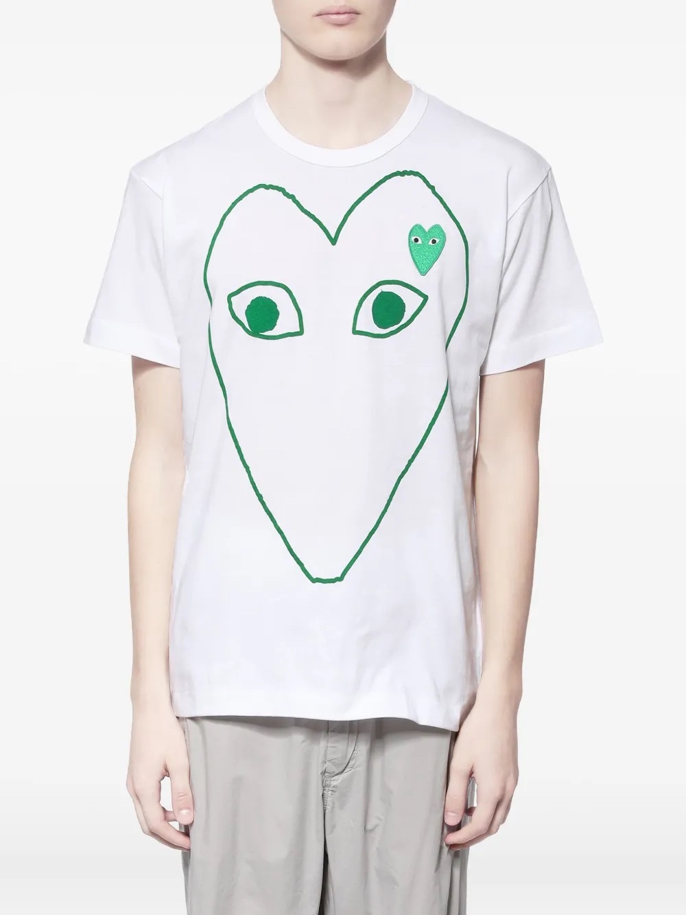COMME des GARÇONS PLAY size S White Classic Two hearts cotton Logo Tee